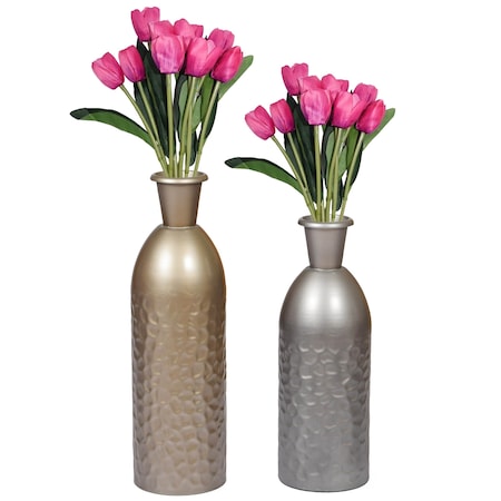 Uniquewise Modern Decorative Iron Hammered Tabletop Centerpiece Flower Vase, PK 2 QI004129.2